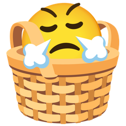 basket and face with steam from nose