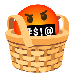 basket and face with symbols on mouth