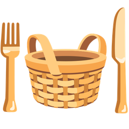 Basket and Fork and knife with plate