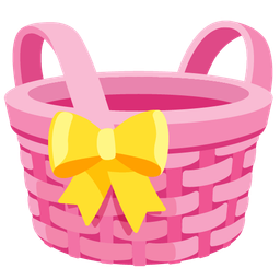 basket and heart with ribbon