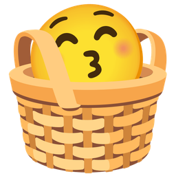 Basket and Kissing face with closed eyes