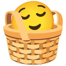 basket and relieved face
