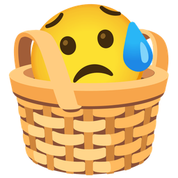 basket and sad but relieved face