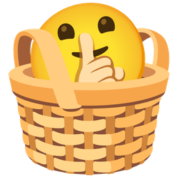 basket and shushing face