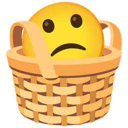 basket and slightly frowning face
