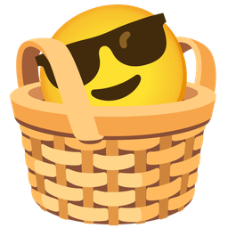basket and smiling face with sunglasses
