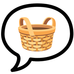 basket and speech balloon