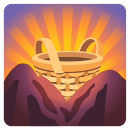 Basket and Sunrise over mountains