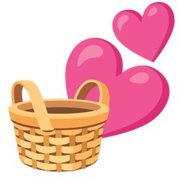 basket and two hearts