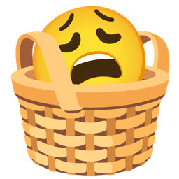 basket and weary face