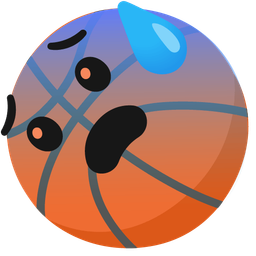 basketball and anxious face with sweat