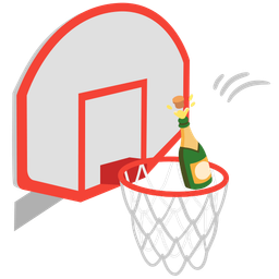 basketball and bottle with popping cork