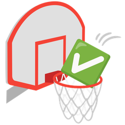 basketball and check mark button
