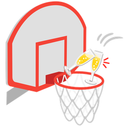 basketball and clinking glasses