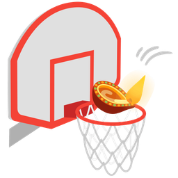 basketball and diya lamp