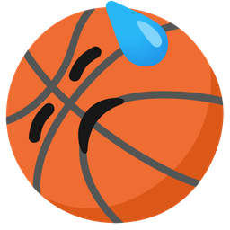 basketball and downcast face with sweat