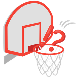 basketball and exclamation question mark