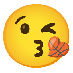 Basketball and Face blowing a kiss