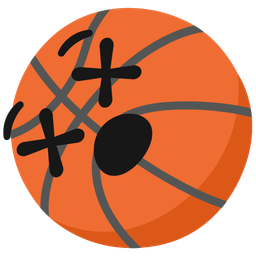 basketball and face with crossed-out eyes