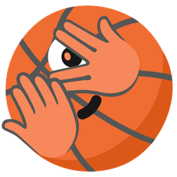 basketball and face with peeking eye