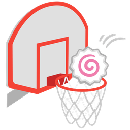 basketball and fish cake with swirl