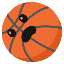 basketball and frowning face with open mouth