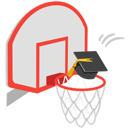 basketball and graduation cap