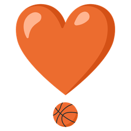 basketball and heart exclamation