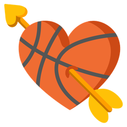 basketball and heart with arrow