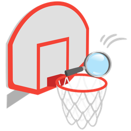 basketball and magnifying glass tilted right