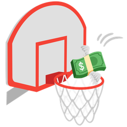 basketball and money with wings