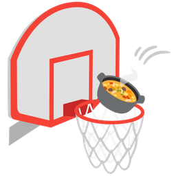 basketball and pot of food