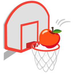 basketball and red apple