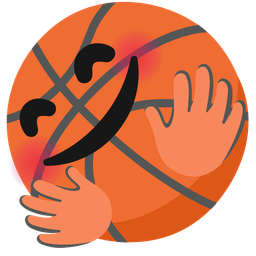 Basketball and Smiling face with open hands