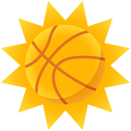 basketball and sun with face