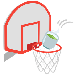 basketball and teacup without handle