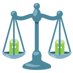 battery and balance scale