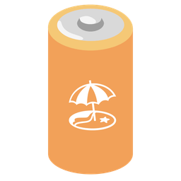 battery and beach with umbrella