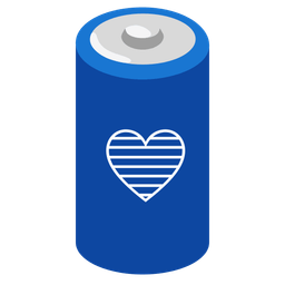 battery and blue heart