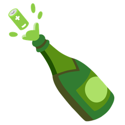 battery and bottle with popping cork
