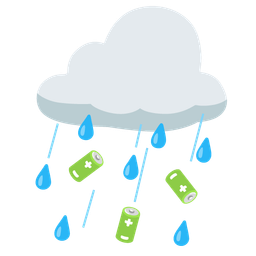 battery and cloud with rain