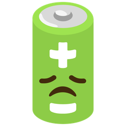 battery and disappointed face