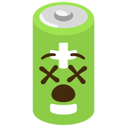 battery and face with crossed-out eyes