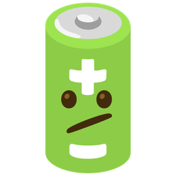 battery and face with diagonal mouth