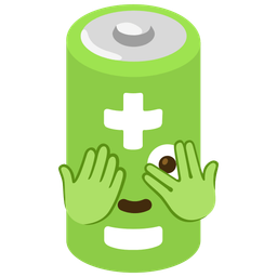 battery and face with peeking eye