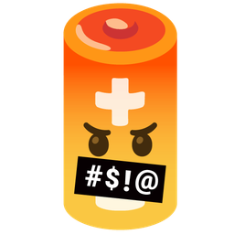 battery and face with symbols on mouth