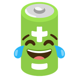 Battery and Face with tears of joy