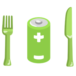 battery and fork and knife with plate