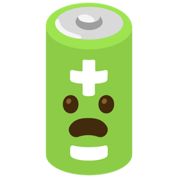 battery and frowning face with open mouth