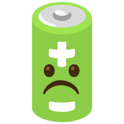 battery and frowning face
